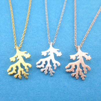 Barrier Reef Coral Silhouette Shaped Marine Life Pendant Necklace