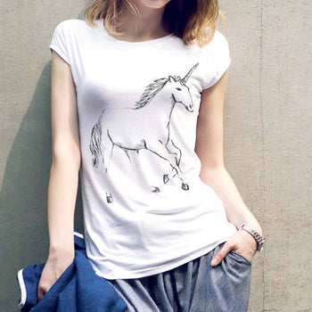 Basic Unicorn Illustration Print Graphic Tee in White | DOTOLY | DOTOLY