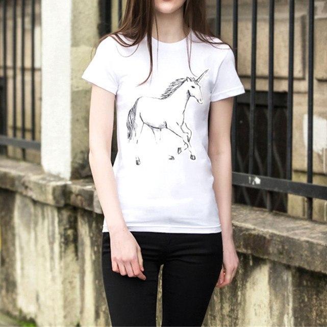 Basic Unicorn Illustration Print Graphic Tee in White | DOTOLY | DOTOLY