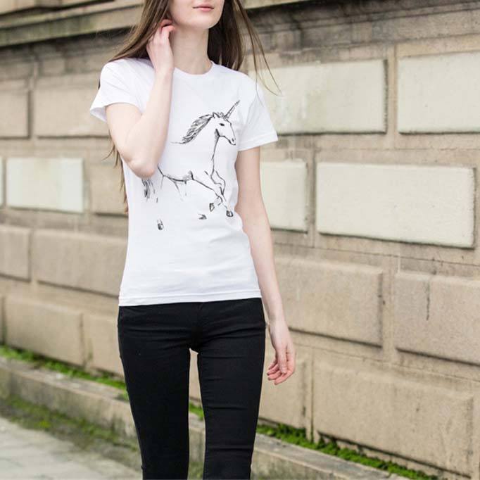 Basic Unicorn Illustration Print Graphic Tee in White | DOTOLY | DOTOLY