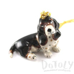 Basset Hound Puppy Dog Porcelain Hand Painted Ceramic Animal Pendant Necklace | Handmade | DOTOLY