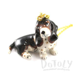 Basset Hound Puppy Dog Porcelain Hand Painted Ceramic Animal Pendant Necklace | Handmade | DOTOLY