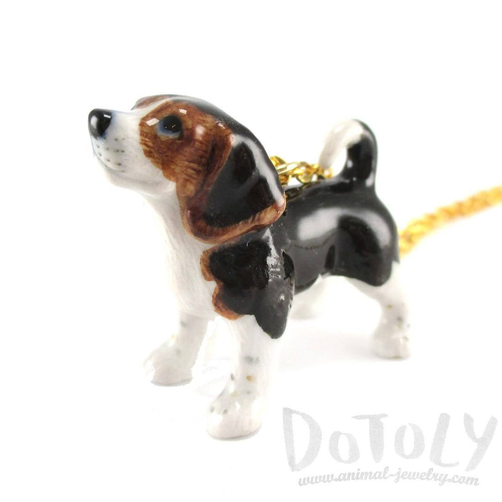 Beagle Puppy Dog Porcelain Hand Painted Ceramic Animal Pendant Necklace | Handmade | DOTOLY