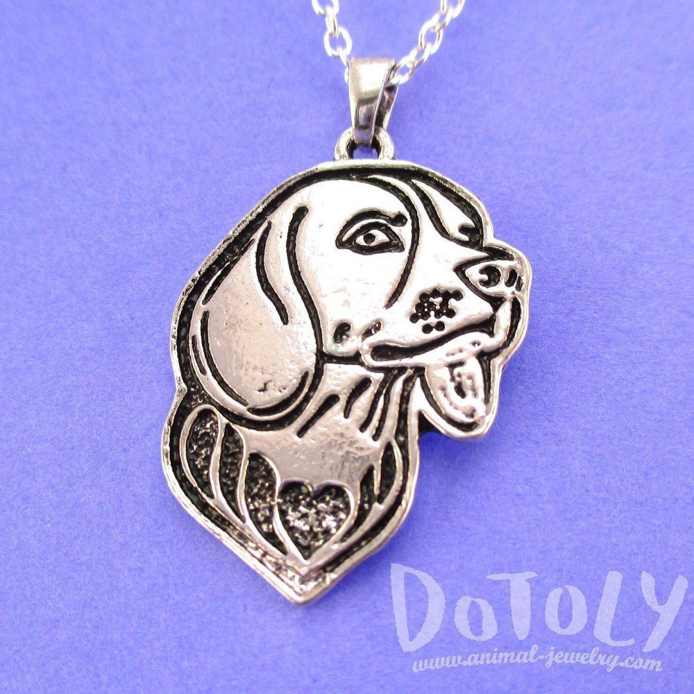 Beagle Puppy Dog Portrait Pendant Necklace in Silver | Animal Jewelry | DOTOLY