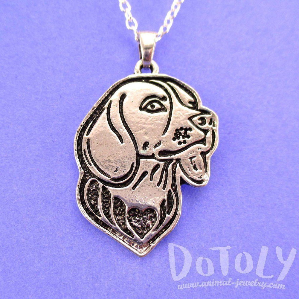 Beagle Puppy Dog Portrait Pendant Necklace in Silver | Animal Jewelry | DOTOLY