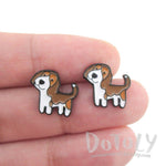 Beagle Puppy Shaped Enamel Stud Earrings for Dog Lovers | DOTOLY