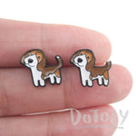 Beagle Puppy Shaped Enamel Stud Earrings for Dog Lovers | DOTOLY