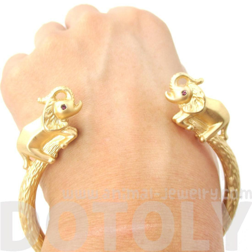 Beautiful Elephant Animal Wrap Around Bangle Bracelet Cuff in Gold | Animal Jewelry | DOTOLY