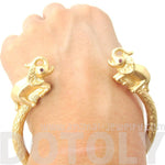 Beautiful Elephant Animal Wrap Around Bangle Bracelet Cuff in Gold | Animal Jewelry | DOTOLY