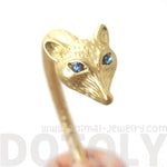 Beautiful Fox Head Shaped Wrap Around Bangle Bracelet Cuff in Gold | Animal Jewelry | DOTOLY