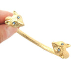Beautiful Fox Head Shaped Wrap Around Bangle Bracelet Cuff in Gold | Animal Jewelry | DOTOLY