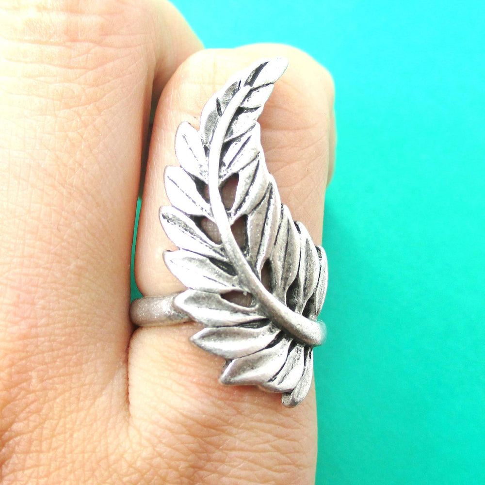 Beautiful Leaf Wrapped Around Your Finger Shaped Floral Ring in Silver | DOTOLY | DOTOLY