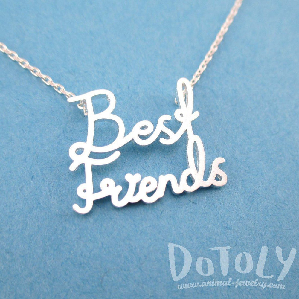 Best Friends Typgography Friendship Pendant Necklace in Silver | DOTOLY | DOTOLY