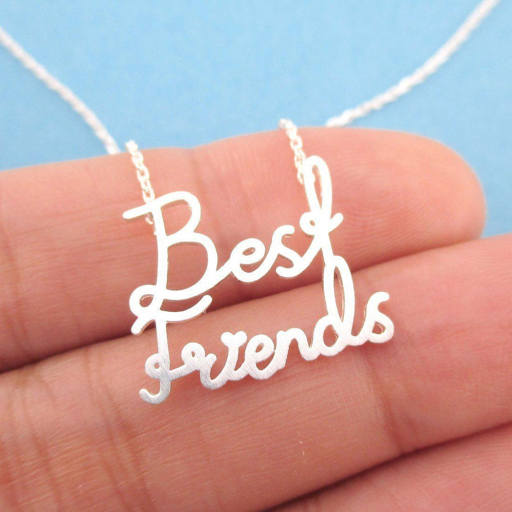 Best Friends Typgography Friendship Pendant Necklace in Silver | DOTOLY | DOTOLY