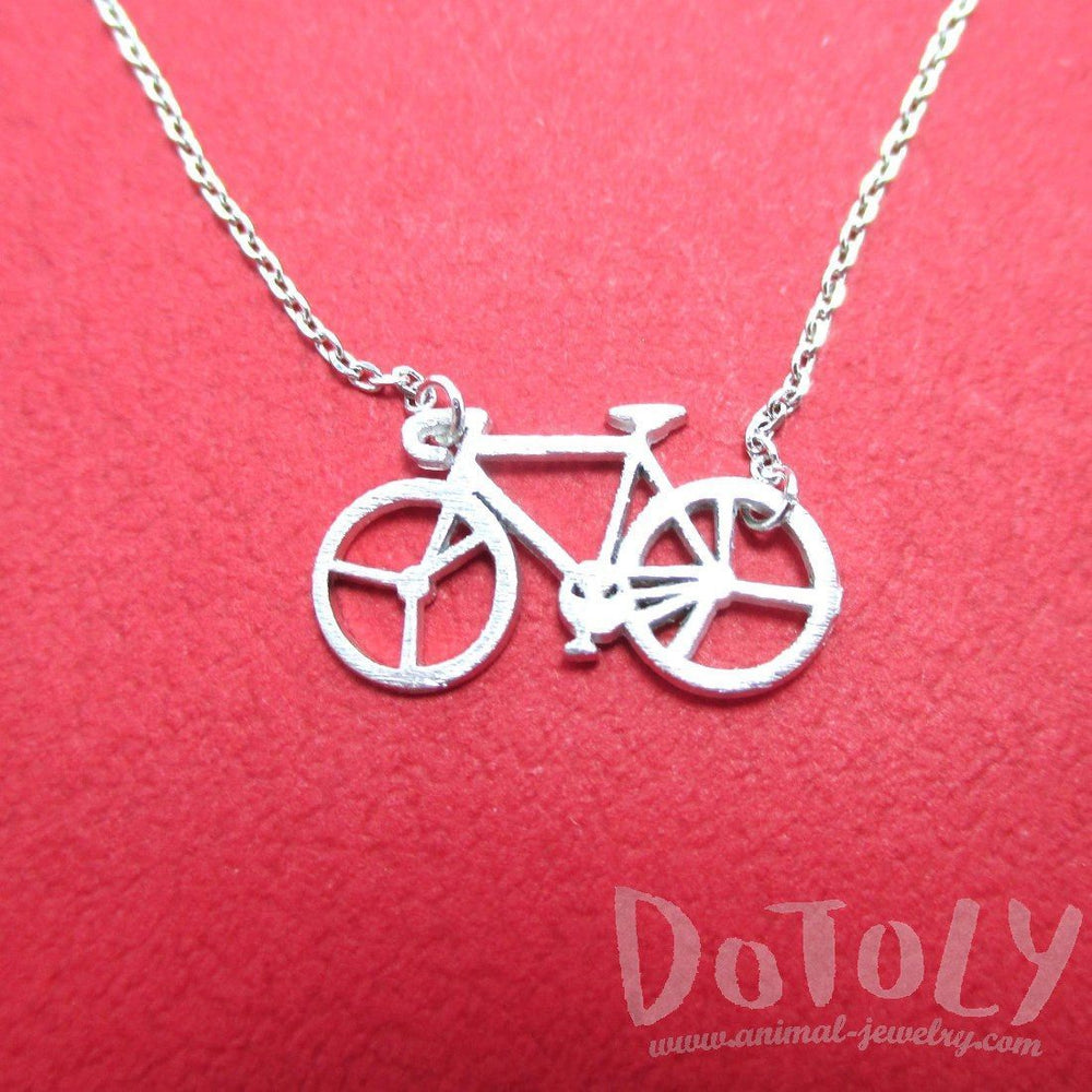 Bicycle Bike Silhouette Shaped Charm Necklace in Silver | DOTOLY | DOTOLY