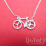 Bicycle Bike Silhouette Shaped Charm Necklace in Silver | DOTOLY | DOTOLY