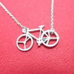 Bicycle Bike Silhouette Shaped Charm Necklace in Silver | DOTOLY | DOTOLY