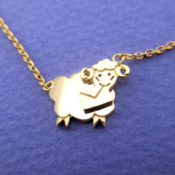Bighorn Sheep Ram Love Letter Shaped Pendant Necklace in Gold | DOTOLY