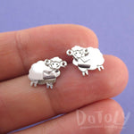 Bighorn Sheep Ram with Letter Shaped Stud Earrings in Silver | DOTOLY