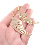 Bird Wings Feather Shaped Dangle Earrings in Gold | DOTOLY | DOTOLY