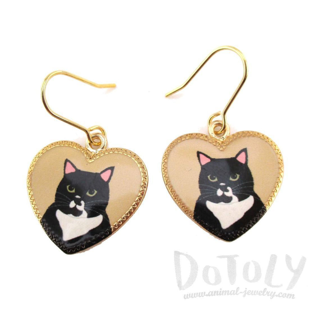 Tuxedo cat earrings hot sale