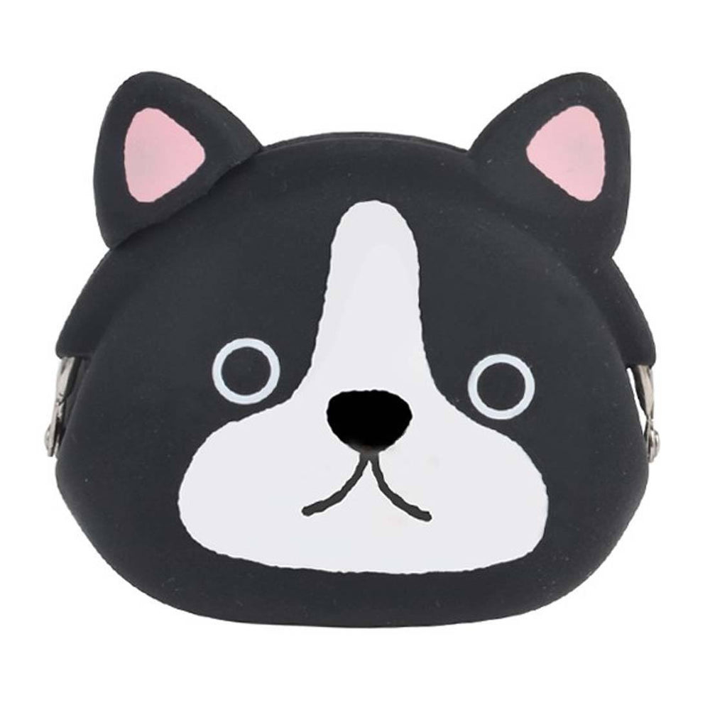 Black and White French Bulldog Puppy Dog Shaped Animal Friends Silicone Clasp Coin Purse Pouch | DOTOLY