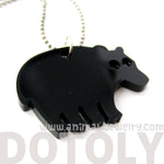 Black Bear Silhouette Shaped Pendant Necklace in Acrylic | Animal Jewelry | DOTOLY