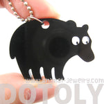 Black Bear Silhouette Shaped Pendant Necklace in Acrylic | Animal Jewelry | DOTOLY