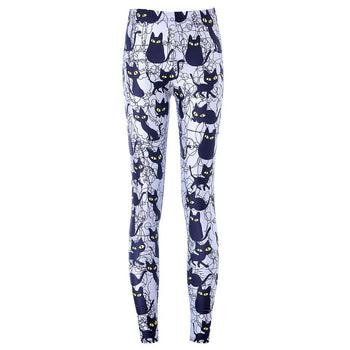 Black Kitty Cat All Over Collage Photo Print Legging Pants for Women in Grey | DOTOLY