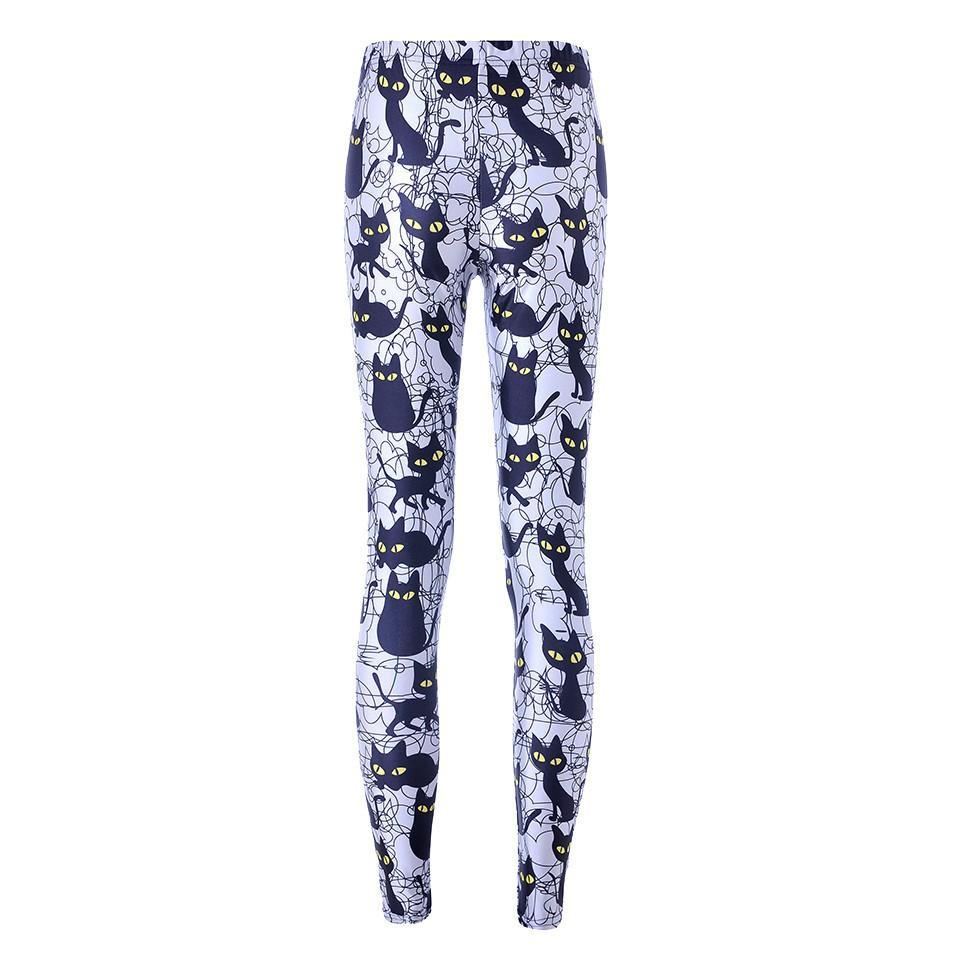 Black Kitty Cat All Over Collage Photo Print Legging Pants for Women in Grey | DOTOLY