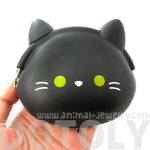Black Kitty Cat Face Shaped Mimi Pochi Animal Friends Silicone Clasp Coin Purse Pouch | DOTOLY