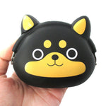 Black Shiba Inu Puppy Dog Shaped Mimi Pochi Animal Friends Silicone Clasp Coin Purse Pouch | DOTOLY