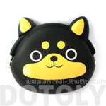 Black Shiba Inu Puppy Dog Shaped Mimi Pochi Animal Friends Silicone Clasp Coin Purse Pouch | DOTOLY