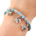 Blue Beaded Elephant Charm Bracelet in Silver | Animal Jewelry | DOTOLY