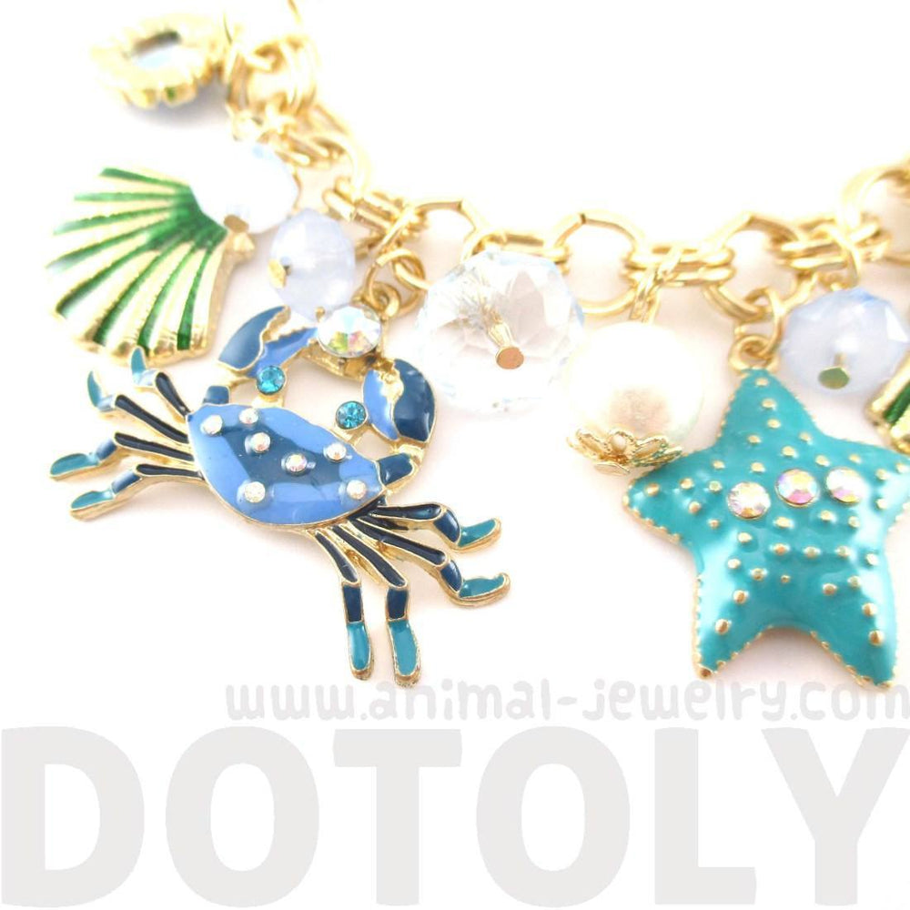 Blue Crab Starfish Seashell Jewels of the Sea Charm Bracelet | DOTOLY | DOTOLY