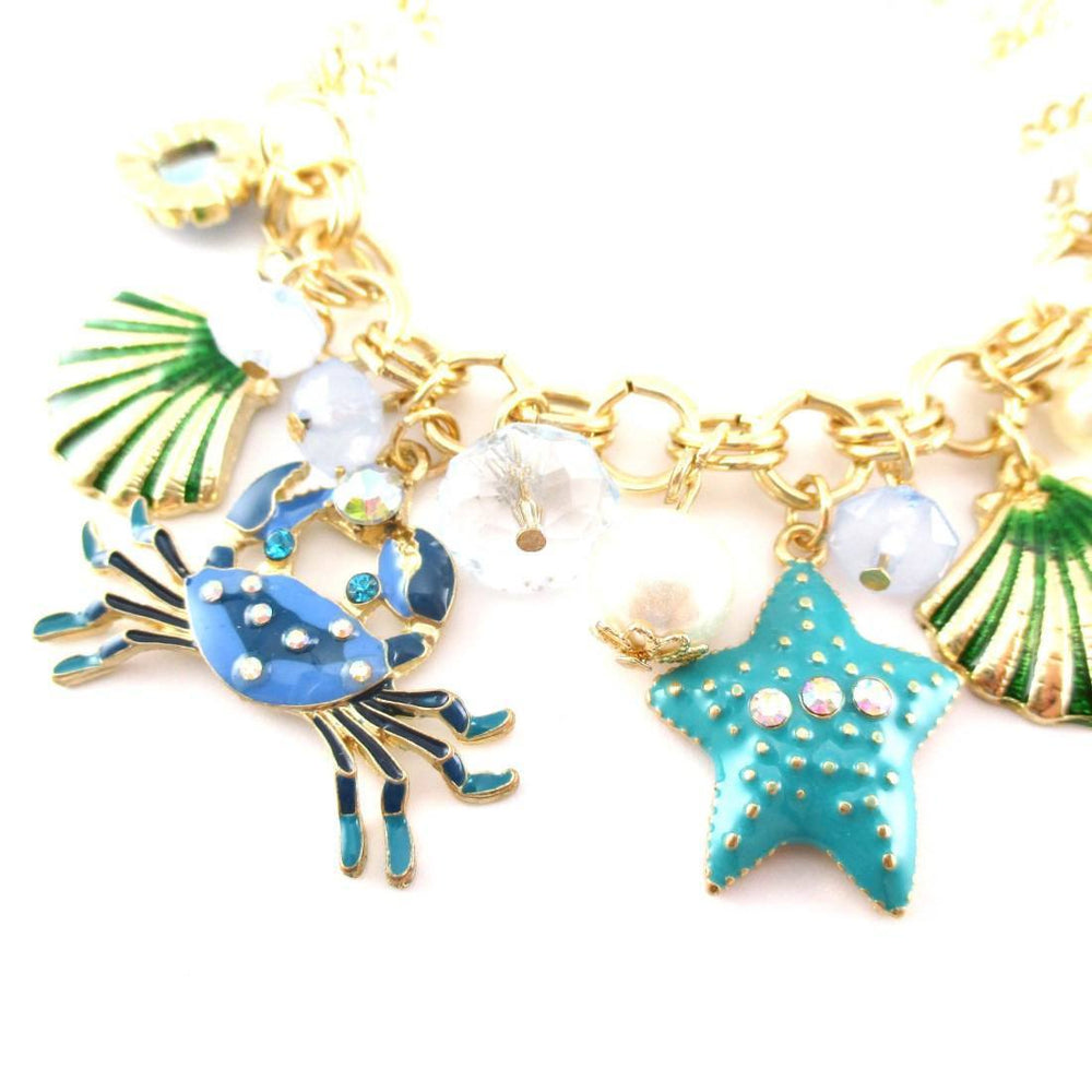 Blue Crab Starfish Seashell Jewels of the Sea Charm Bracelet | DOTOLY | DOTOLY