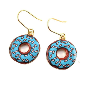 Blue Handmade Donut Shaped Dangle Earrings | Food Themed Jewelry | DOTOLY