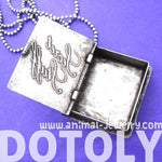 Book of "Secret Stuff" Shaped Pendant Locket Necklace in Silver | DOTOLY | DOTOLY
