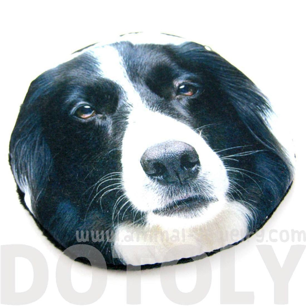 Border Collie Puppy Dog Face Shaped Soft Fabric Zipper Coin Purse Make Up Bag | DOTOLY