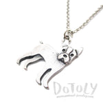 Boston Terrier Puppy Shaped Charm Necklace in Silver | Animal Jewelry