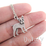 Boston Terrier Puppy Shaped Charm Necklace in Silver | Animal Jewelry