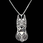 Boxer Dog Face Cut Out Shaped Pendant Necklace in Silver | Animal Jewelry | DOTOLY