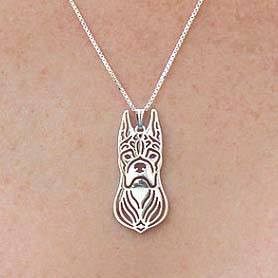 Boxer Dog Face Cut Out Shaped Pendant Necklace in Silver | Animal Jewelry | DOTOLY