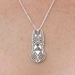 Boxer Dog Face Cut Out Shaped Pendant Necklace in Silver | Animal Jewelry | DOTOLY