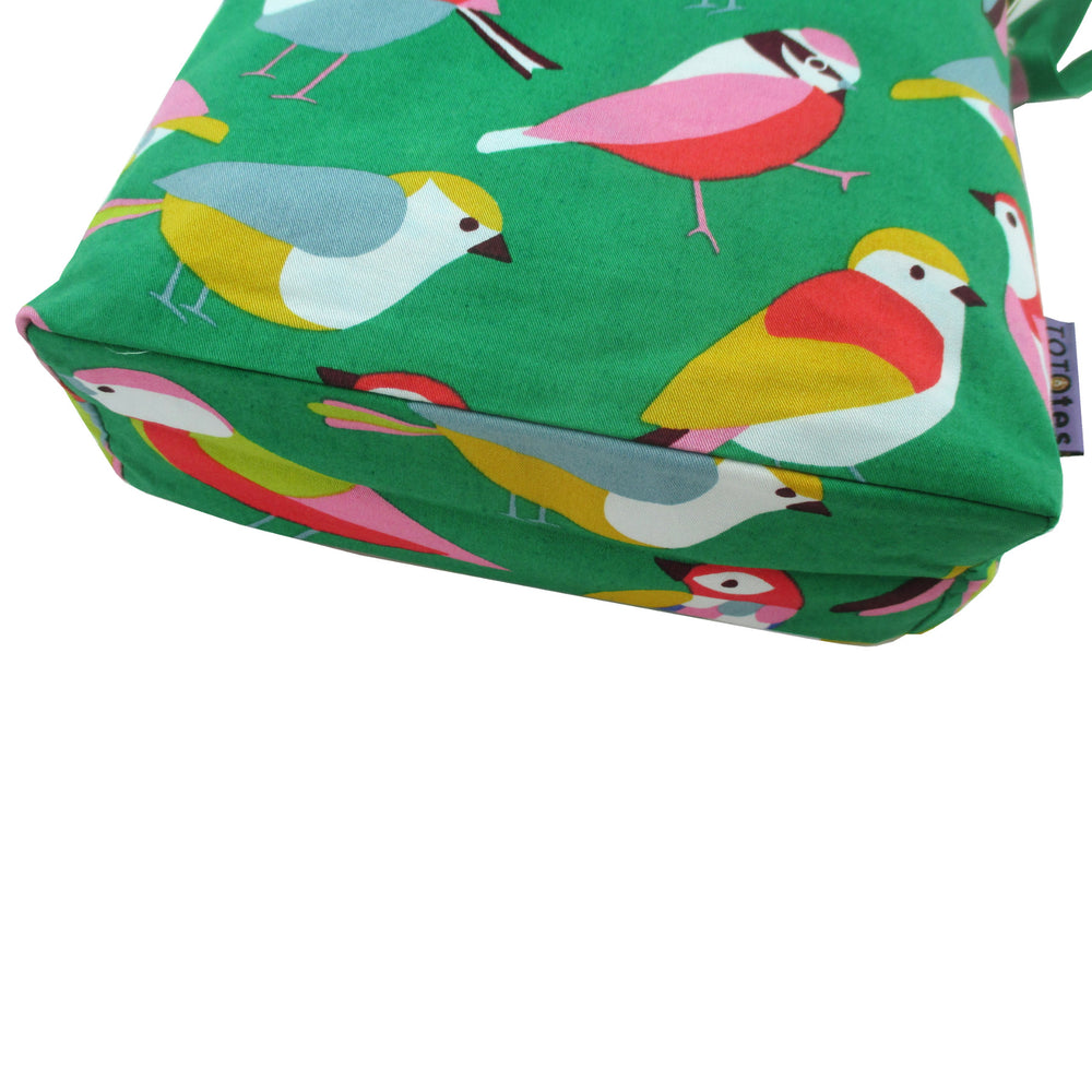 Bright Green Colorful Bird Print Crossbody Duck Top Handle Tote Bag