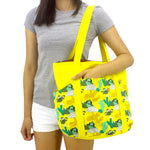 Large Shoulder Tote Diaper Bag with Bright Yellow Desert Cactus Print