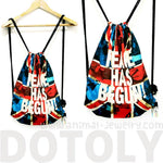 British Flag Peace Has Begun Typography Print Drawstring Cinch Backpack Bag for Women | DOTOLY | DOTOLY