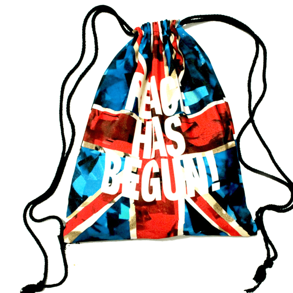 British Flag Peace Has Begun Typography Print Drawstring Cinch Backpack Bag for Women | DOTOLY | DOTOLY