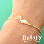 Brontosaurus Dinosaur Silhouette Prehistoric Themed Charm Bracelet in Gold | DOTOLY