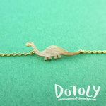 Brontosaurus Dinosaur Silhouette Prehistoric Themed Charm Bracelet in Gold | DOTOLY